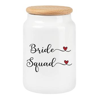 Équipe de la Mariée - Équipe Braut - Boîte à biscuits avec couvercle en bois - blanc - Devant