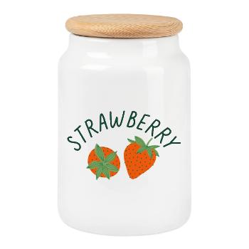 T-shirt fraise mignon, esthétique fruitée d'été - Boîte à biscuits avec couvercle en bois - blanc - Devant