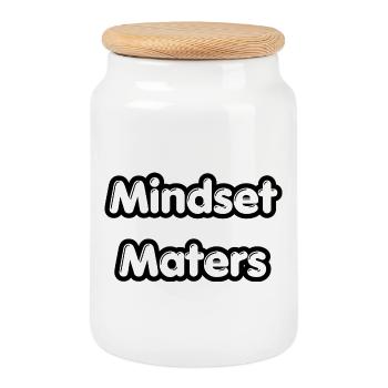 Mindset Matters T-Shirt | Motivations-Tee - Keksdose mit Holzdeckel - Weiß - Vorne