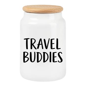 Travel Buddies - Cookie Jar with Wooden Lid - white - Front
