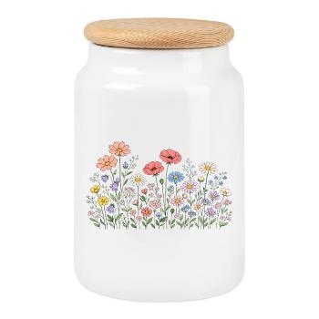 Fleurs sauvages Fleurs Fleurs Jardin botanique naturel - Boîte à biscuits avec couvercle en bois - blanc - Devant