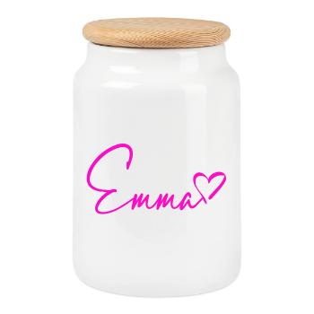 Emma Signature Neon Pink - Cookie Jar with Wooden Lid - white - Front