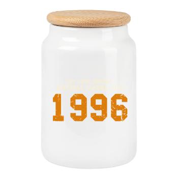 Original 1996 30 Year Birthday Party Gift - Cookie Jar with Wooden Lid - white - Front