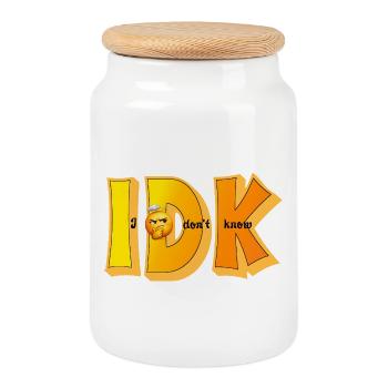 IDK – Je ne sais pas Drôle de Statement Design - Boîte à biscuits avec couvercle en bois - blanc - Devant