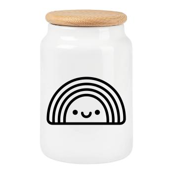 rainbow - Cookie Jar with Wooden Lid - white - Front