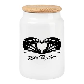 Motocross Rider Dirt Bike Offroad Action - Cookie Jar with Wooden Lid - white - Front