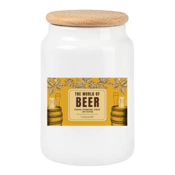 Liquid Welcome  - Cookie Jar with Wooden Lid - white - Front