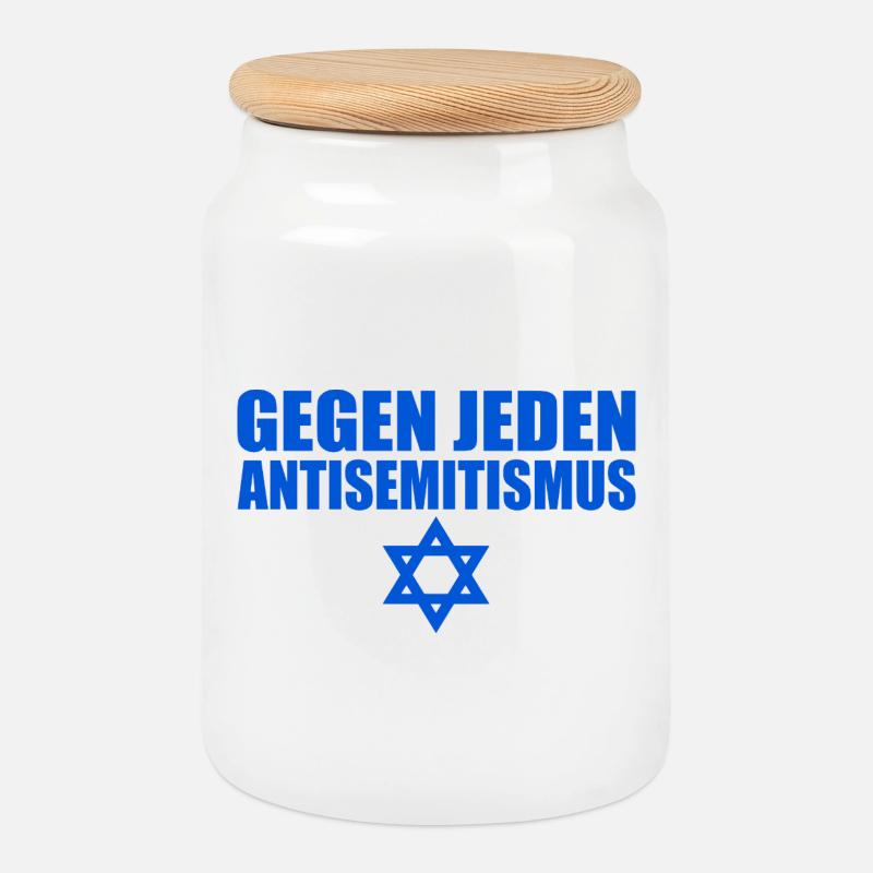 Gegen jeden Antisemitismus - Keksdose mit Holzdeckel - Weiß
