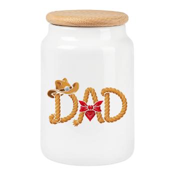 Best Daddy Cowboy Western Rope Design - Cookie Jar with Wooden Lid - white - Front