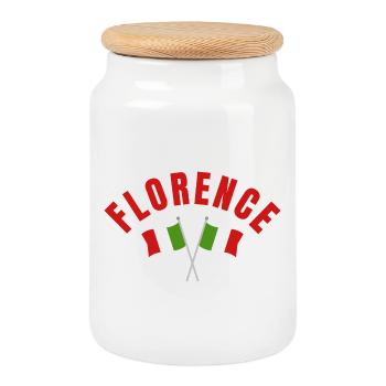 Florenz Italienisches Fahnenwappen Emblem - Keksdose mit Holzdeckel - Weiß - Vorne