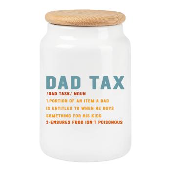 Dad Tax Bold Teal & Orange - Cookie Jar with Wooden Lid - white - Front