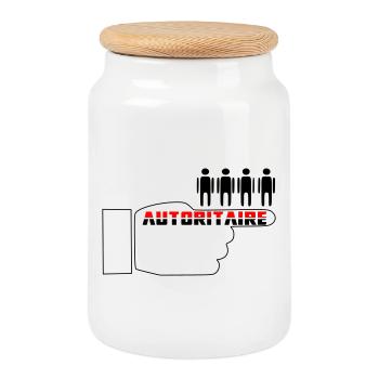 Authoritarian fist - Cookie Jar with Wooden Lid - white - Front