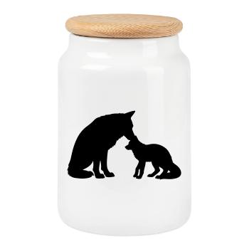 T-shirt Loup Famille - Wolf Family Bond - Cookie Jar with Wooden Lid - white - Front