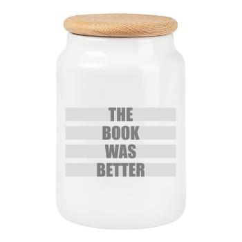 The Book Was Better Funny Bookworm Movie Saying - Cookie Jar with Wooden Lid - white - Front
