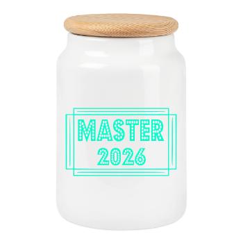 Diplôme 2026 Master - Boîte à biscuits avec couvercle en bois - blanc - Devant
