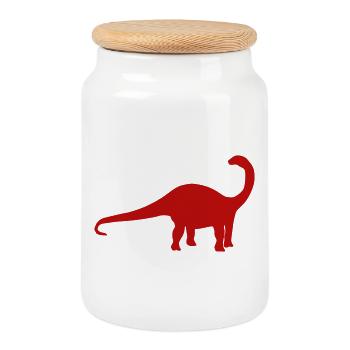 Brontosaurus Silhouette - Keksdose mit Holzdeckel - Weiß - Vorne