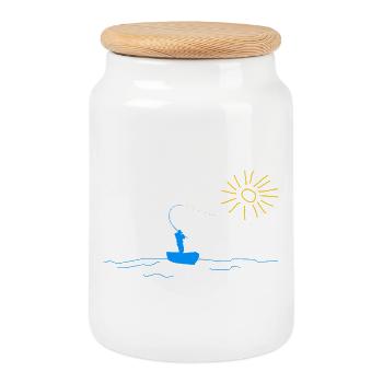 Pêche Pêcheur Nature du lac Angler - Boîte à biscuits avec couvercle en bois - blanc - Devant