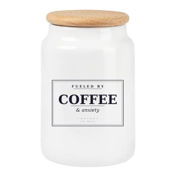 Alimenté par le café et l’anxiété - Boîte à biscuits avec couvercle en bois - blanc - Devant