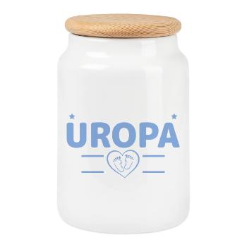 Befördert zum Uropa 2027 – Babyparty Geschenk - Keksdose mit Holzdeckel - Weiß - Vorne