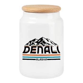 Alaska Denalis National Park Alaskan - Cookie Jar with Wooden Lid - white - Front