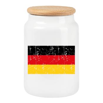 Deutschland Flagge Vintage - Keksdose mit Holzdeckel - Weiß - Vorne