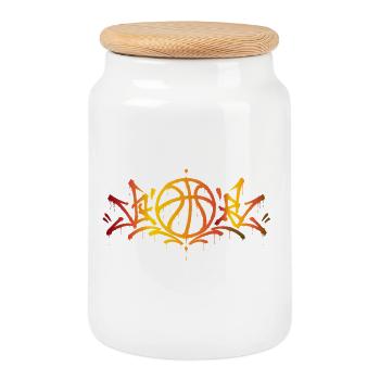 Basketball Graffiti Streetball Urban Style - Cookie Jar with Wooden Lid - white - Front