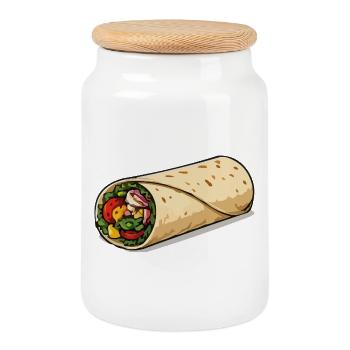 Colourful burrito wrap - Cookie Jar with Wooden Lid - white - Front