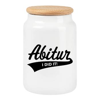 Abitur – I Did It! (Abiturient Schulabschluss / B) - Cookie Jar with Wooden Lid - white - Front