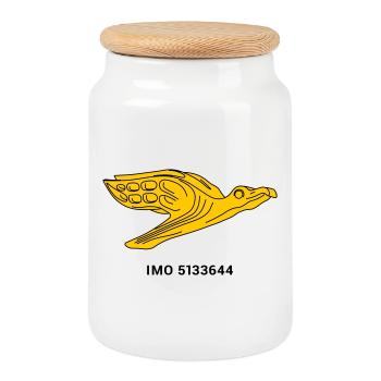 Gorch Fock - Albatros Marine Sailing Ship - Cookie Jar with Wooden Lid - white - Front
