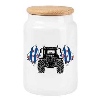 Friesland_Tractor_Pride - Boîte à biscuits avec couvercle en bois - blanc - Devant