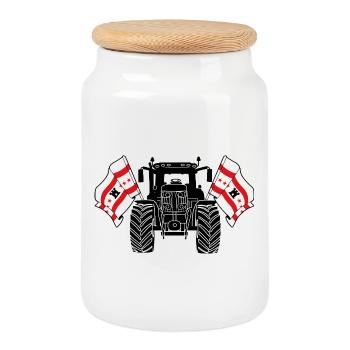 Drenthe_Tractor_Pride - Boîte à biscuits avec couvercle en bois - blanc - Devant