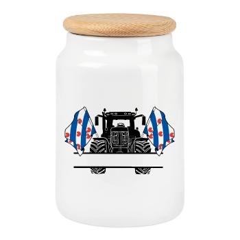 Friesland_Tractor_Custom_Edition - Boîte à biscuits avec couvercle en bois - blanc - Devant