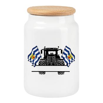 Zeeland_Tractor_Custom_Edition - Boîte à biscuits avec couvercle en bois - blanc - Devant