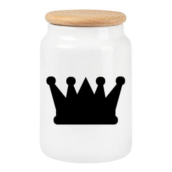 Couronne - Boîte à biscuits avec couvercle en bois - blanc - Devant