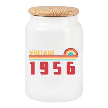 70 Year Old School Tee Born 1956 - Cookie Jar with Wooden Lid - white - Front