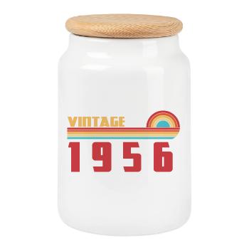 70 Year Old School Tee Born 1956 - Cookie Jar with Wooden Lid - white - Front