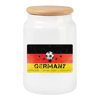 Deutschland Fußball Profi Team Weltmeister - Keksdose mit Holzdeckel - Weiß - Vorne
