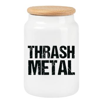 Thrash Metal Bold Typography - Cookie Jar with Wooden Lid - white - Front