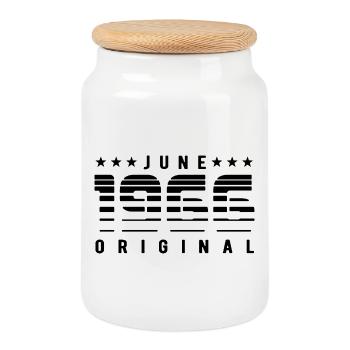 Édition limitée cadeau d’anniversaire de juin 1966 - Boîte à biscuits avec couvercle en bois - blanc - Devant
