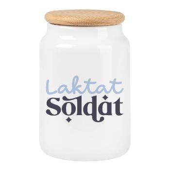 Lactate Soldier Motif - Cookie Jar with Wooden Lid - white - Front
