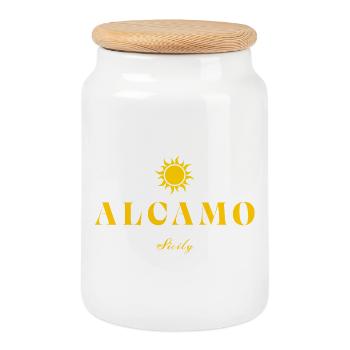Alcamo Sicily Sun Logo - Boîte à biscuits avec couvercle en bois - blanc - Devant