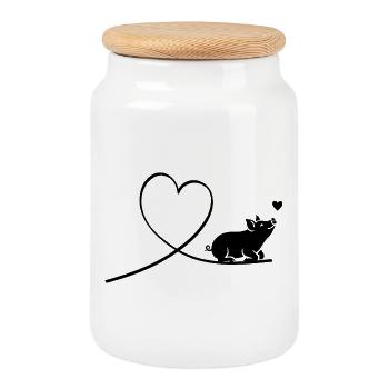 Schwein Herz Silhouette Tierschutz Vegan - Keksdose mit Holzdeckel - Weiß - Vorne