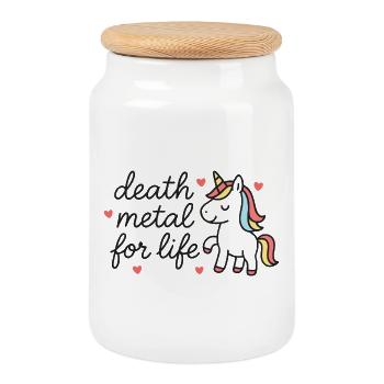Death Metal for Life Einhorn - Keksdose mit Holzdeckel - Weiß - Vorne