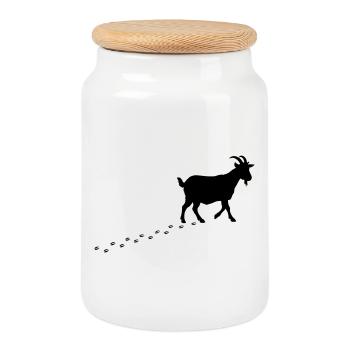 Goat Footprints Hooves - Cookie Jar with Wooden Lid - white - Front
