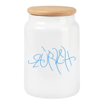 Zurich Street Art T-Shirt - Boîte à biscuits avec couvercle en bois - blanc - Devant