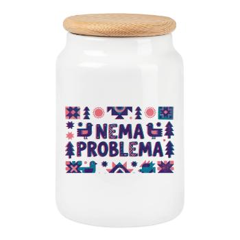 Nema Problema Shirt Lustig Balkan Jugo Geschenk - Keksdose mit Holzdeckel - Weiß - Vorne