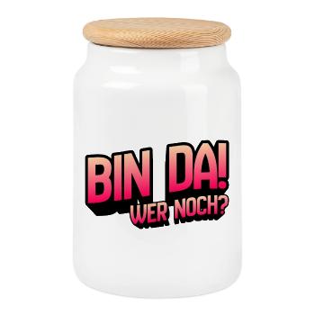 Bin Da Wer Noch Gradient - Keksdose mit Holzdeckel - Weiß - Vorne