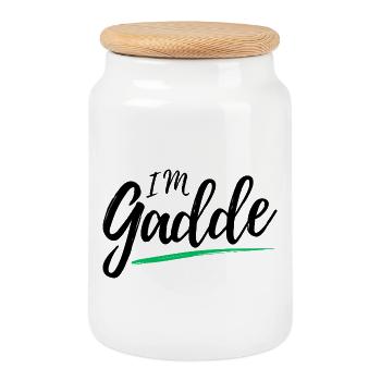 Im Gadde – Logo Dark - Cookie Jar with Wooden Lid - white - Front