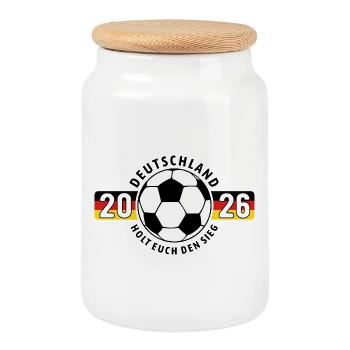 Fußball | Holt euch den Sieg | Deutschland 2026 - Keksdose mit Holzdeckel - Weiß - Vorne