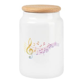 Music Notes Clefs Musician Music Teachers - Cookie Jar with Wooden Lid - white - Front